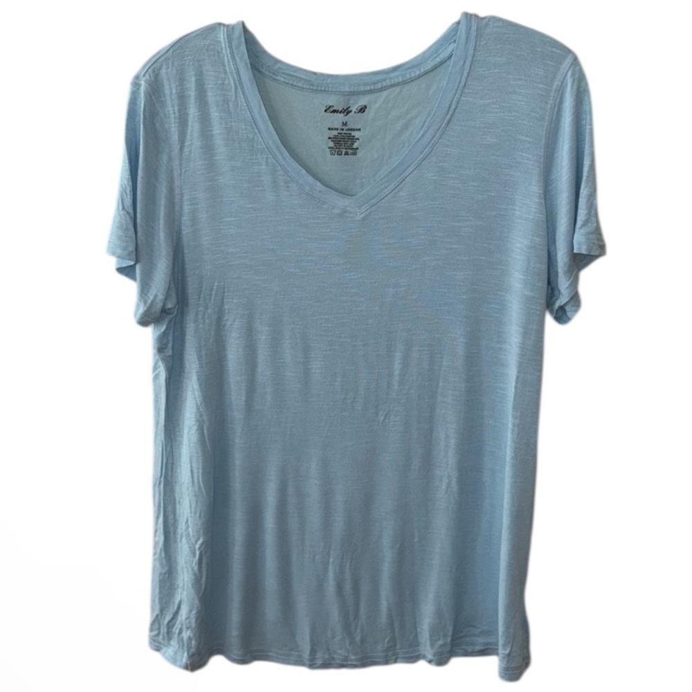 Emily B Light Blue V Neck Tee